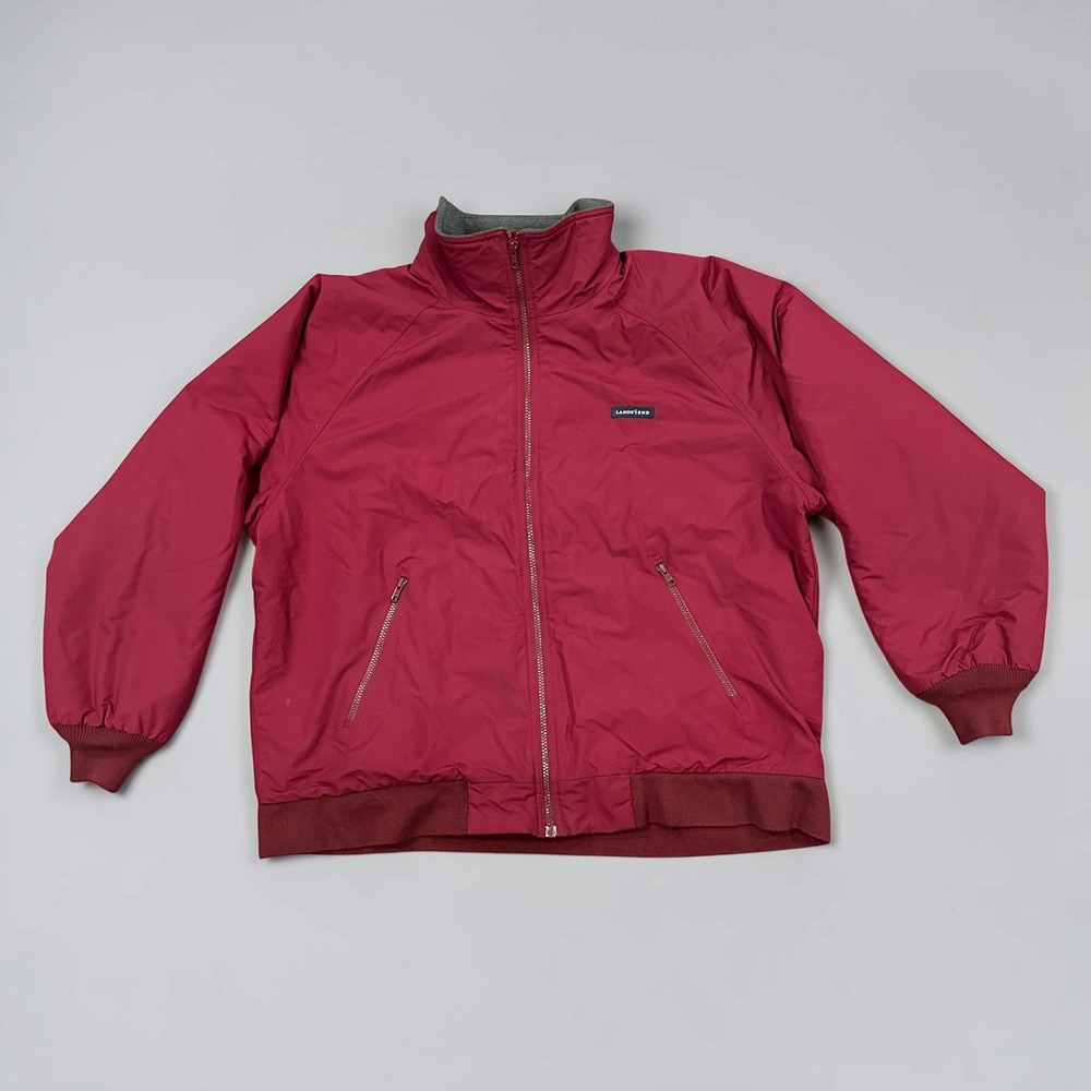 Lands End Squall Aircore-200 Fleece Lined Bomber Jacket Red Large Mens Classic